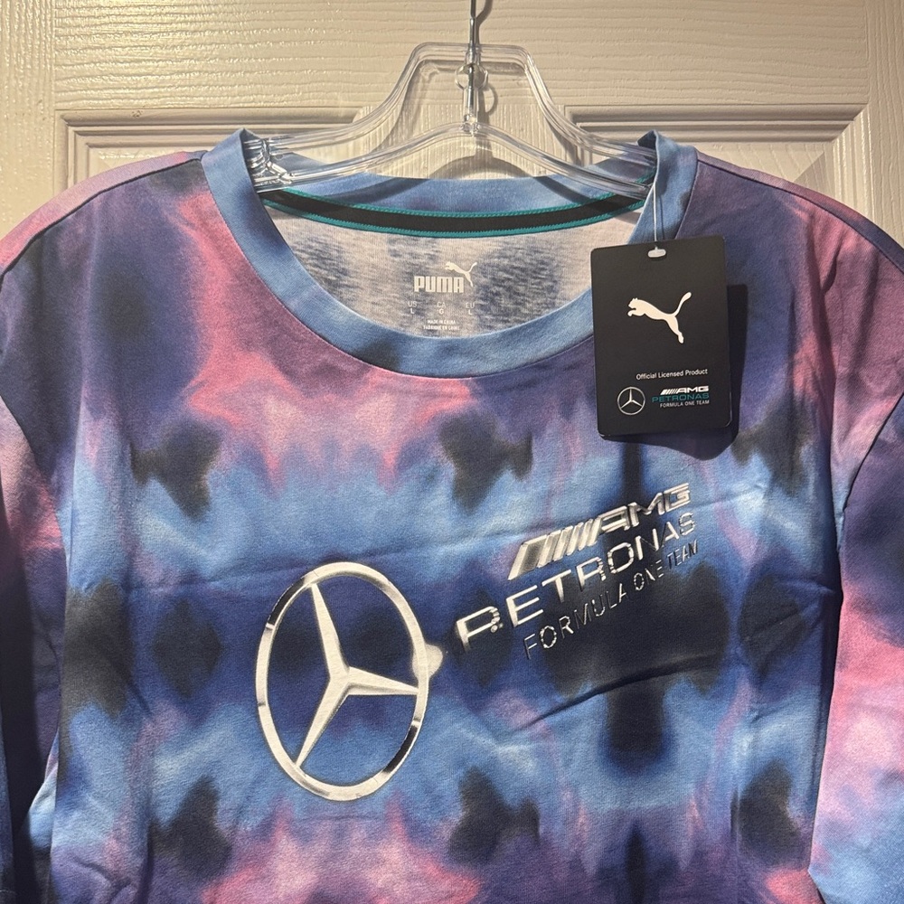 Puma Blue & Purple Tie-Dye Mercedes-AMG Logo Tee